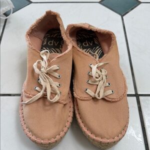 DV by Dolce Vita Peach Canvas Espadrille Lace-Up Sneakers